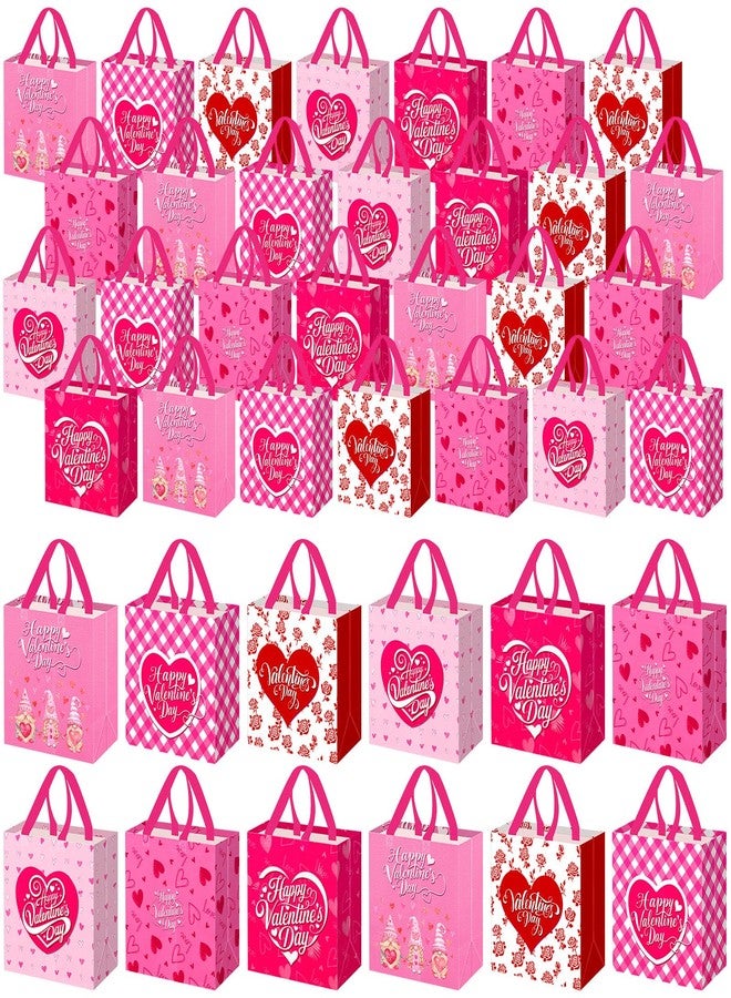 Wesnoy 48 Pcs Valentine's Day Gift Bags Bulk with Handle Non Woven Reusable Bags Valentine's Day Tote Bag for Gift Exchange, Goodies Wrapping and Party Celebration Favors, 11.4 x 10.6 x 4.7 Inches - Image 1